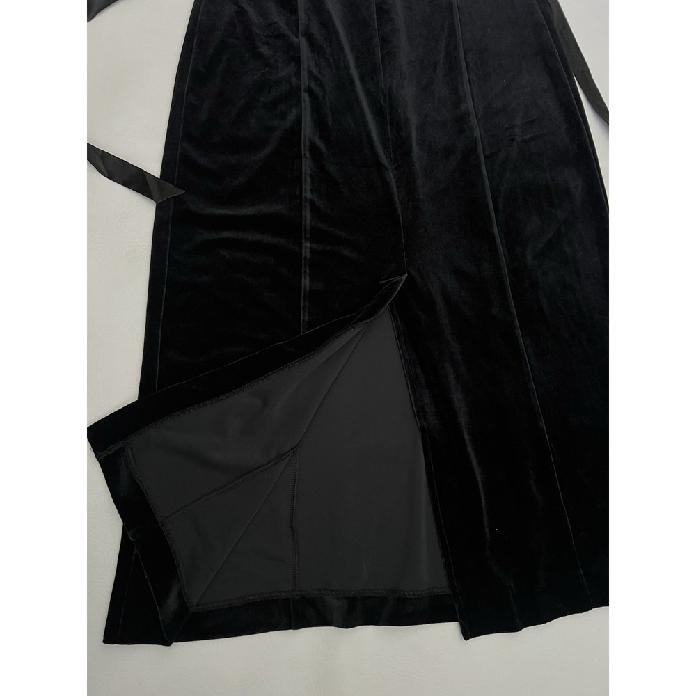 Motherhood Maternity Vintage Black Velvet Midi Maxi Dress Bow Small Whimsigoth - Picture 7 of 9